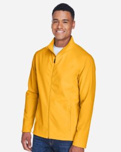 Team 365 TT80 Men’s Leader Soft Shell Jacket – Sport Athletic Gold (on model side)