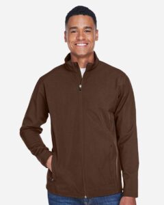 Team 365 TT80 Men’s Leader Soft Shell Jacket – Sport Dark Brown (on model)