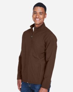 Team 365 TT80 Men’s Leader Soft Shell Jacket – Sport Dark Brown (on model side)