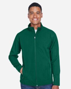 Team 365 TT80 Men’s Leader Soft Shell Jacket – Sport Forest (on model)