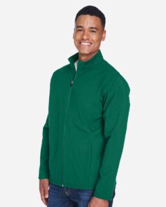 Team 365 TT80 Men’s Leader Soft Shell Jacket – Sport Forest (on model side)