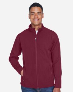 Team 365 TT80 Men’s Leader Soft Shell Jacket – Sport Maroon (on model)