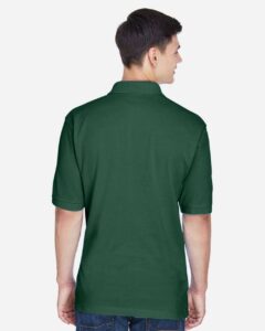 Harriton M265 Men’s Easy Blend™ Polo – Hunter (on model back)