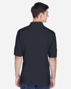 Harriton M265 Men’s Easy Blend™ Polo – Navy (on model back)