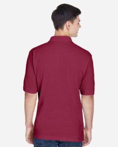 Harriton M265 Men’s Easy Blend™ Polo – Wine (on model back)