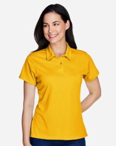 Team 365 TT21W Women’s Command Snag Protection Polo – Sport Athletic Gold (on model)