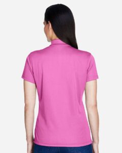 Team 365 TT21W Women’s Command Snag Protection Polo – Sport Charity Pink (on model back)