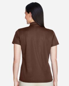 Team 365 TT21W Women’s Command Snag Protection Polo – Sport Dark Brown (on model back)
