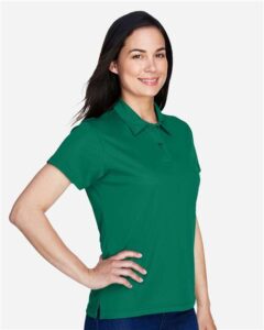 Team 365 TT21W Women’s Command Snag Protection Polo – Sport Forest (on model side)
