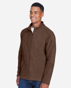 Team 365 TT90 Men’s Campus Microfleece Jacket – Sport Dark Brown (on model side)