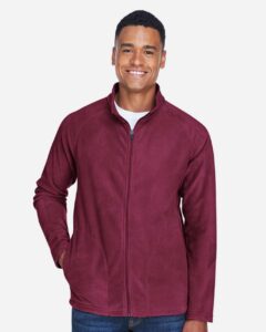 Team 365 TT90 Men’s Campus Microfleece Jacket – Sport Maroon (on model)
