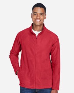 Team 365 TT90 Men’s Campus Microfleece Jacket – Sport Red (on model)