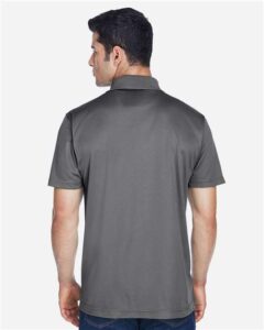 Harriton M315 Men’s Polyester Jersey Polo – Charcoal (on model back)