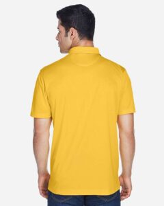 Harriton M315 Men’s Polyester Jersey Polo – Gold (on model back)