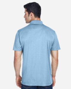 Harriton M315 Men’s Polyester Jersey Polo – Light Blue (on model back)
