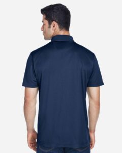 Harriton M315 Men’s Polyester Jersey Polo – Navy (on model back)