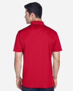 Harriton M315 Men’s Polyester Jersey Polo – Red (on model back)