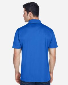 Harriton M315 Men’s Polyester Jersey Polo – True Royal (on model back)