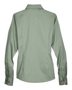Harriton M500W Women’s Easy Blend™ Twill Dress Shirt with Stain-Release – Dill (back)