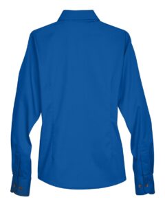 Harriton M500W Women’s Easy Blend™ Twill Dress Shirt with Stain-Release – French Blue (back)