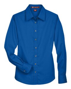 Harriton M500W Women’s Easy Blend™ Twill Dress Shirt with Stain-Release – French Blue
