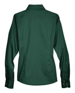 Harriton M500W Women’s Easy Blend™ Twill Dress Shirt with Stain-Release – Hunter (back)