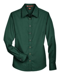 Harriton M500W Women’s Easy Blend™ Twill Dress Shirt with Stain-Release – Hunter