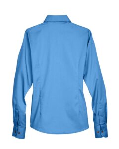 Harriton M500W Women’s Easy Blend™ Twill Dress Shirt with Stain-Release – Nautical Blue (back)