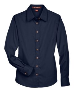 Harriton M500W Women’s Easy Blend™ Twill Dress Shirt with Stain-Release – Navy