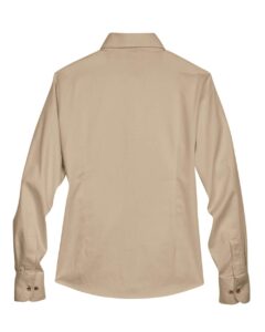 Harriton M500W Women’s Easy Blend™ Twill Dress Shirt with Stain-Release – Stone (back)