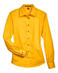Harriton M500W Women’s Easy Blend™ Twill Dress Shirt with Stain-Release – Sunray Yellow