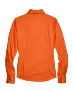 Harriton M500W Women’s Easy Blend™ Twill Dress Shirt with Stain-Release – Team Orange (back)