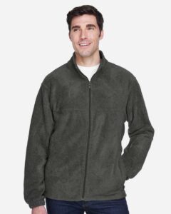 Harriton M990 Men’s Full-Zip Fleece – Charcoal (on model)