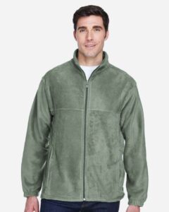 Harriton M990 Men’s Full-Zip Fleece – Dill (on model)