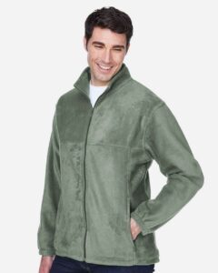 Harriton M990 Men’s Full-Zip Fleece – Dill (on model side)