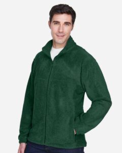 Harriton M990 Men’s Full-Zip Fleece – Hunter (on model side)