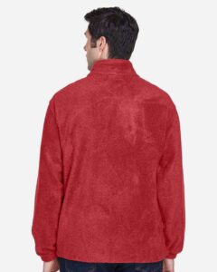 Harriton M990 Men’s Full-Zip Fleece – Red (on model back)