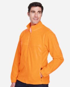 Harriton M990 Men’s Full-Zip Fleece – Safety Orange (on model side)