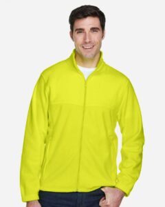 Harriton M990 Men’s Full-Zip Fleece – Safety Yellow (on model)