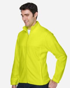 Harriton M990 Men’s Full-Zip Fleece – Safety Yellow (on model side)