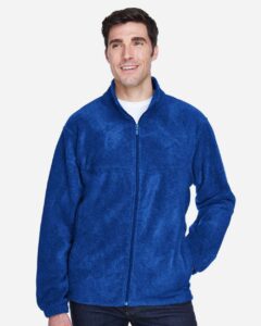 Harriton M990 Men’s Full-Zip Fleece – True Royal (on model)