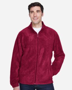 Harriton M990 Men’s Full-Zip Fleece – Wine (on model)
