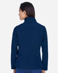 Team 365 TT80W Women’s Leader Soft Shell Jacket – Sport Dark Navy (on model back)