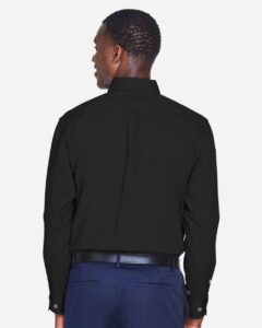 Harriton M500 Men’s Easy Blend™ Twill Shirt – Black (on model back)