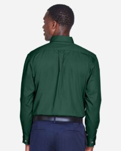 Harriton M500 Men’s Easy Blend™ Twill Shirt – Hunter (on model back)