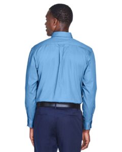 Harriton M500 Men’s Easy Blend™ Twill Shirt – Light College Blue (on model back)