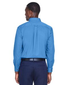 Harriton M500 Men’s Easy Blend™ Twill Shirt – Nautical Blue (on model back)