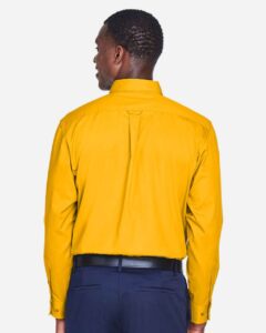 Harriton M500 Men’s Easy Blend™ Twill Shirt – Sunray Yellow (on model back)