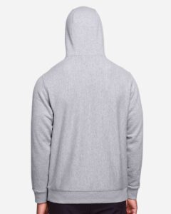Team 365 TT96 Unisex Zone HydroSport™ Heavyweight Hooded Sweatshirt – Athletic Heather (on model back)