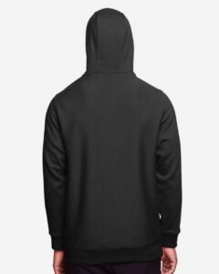 Team 365 TT96 Unisex Zone HydroSport™ Heavyweight Hooded Sweatshirt – Black (on model back)